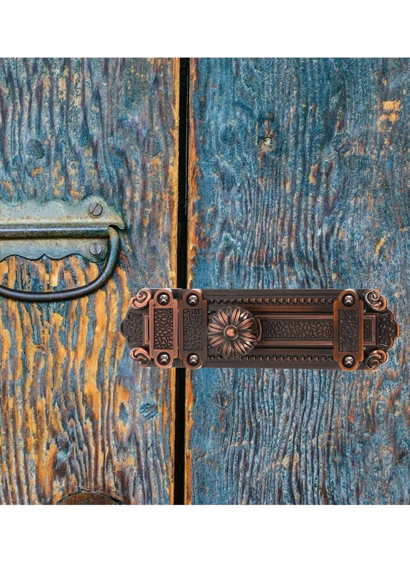 Excefore - 1 Pc Vintage Security Sliding Lock, Zinc Alloy Door Latch Barrel Bolt - Decorative Red Ancient Door Hardware, Heavy Duty Security Lock for Furniture - Image 1