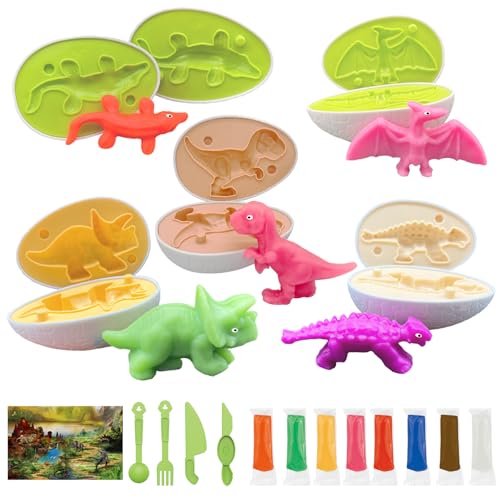 Playdough Dinosaur Eggs Sets for Kids Ages 36 Dinosaur Dough Play MoldsPlay Clay Accessories Dinosaur Toys Present for 3 4 5 6 7 8 Year Old Girls Boys