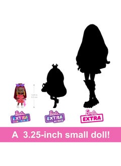 Mattel BARBIE Barbie Extra Mini Doll with Burgundy Hair and Sunglasses, Red Ruffle Dress, Clothes and Accessories  - Image 5