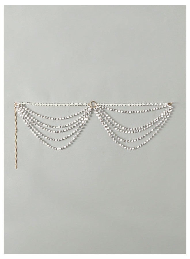 RECTYO GALLERY 1 Pcs Premium white Women's Pearls Waist Chain Body Chain Beach Bikini Accessories - Image 2