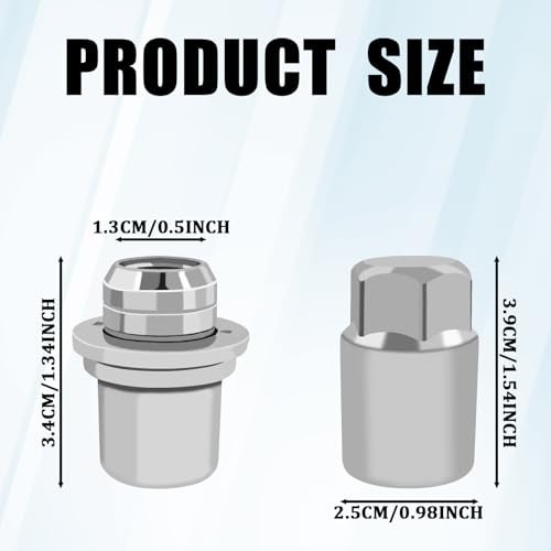 QQWD 4PCS Wheel Lock Lug Nuts for Toyota, M12x1.5 Anti-Theft Locking Lug Nuts with Wheels Lock Key, 00276-00900 Chrome Wheel Locks for Car Lugs Nut Compatible with Toyota Camry Lexus - Image 2