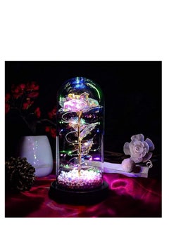Generic Galaxy Rose Flower Gift,Beauty and The Beast Rose in Glass, Colorful Glass Rose is for Girlfriend，Christmas， Anniversary,Valentine's Day 
