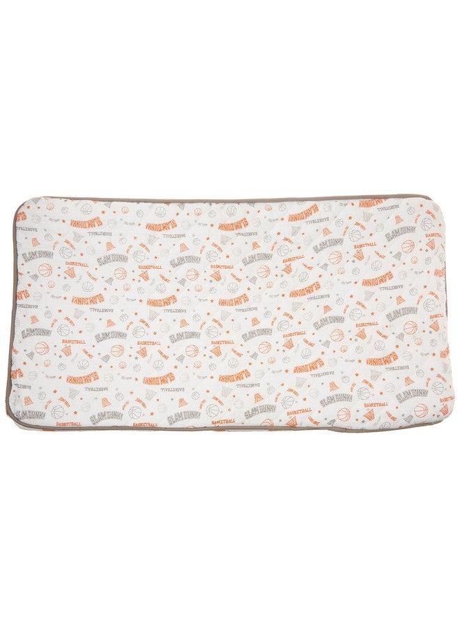 Bacati Basketball Orange/Grey Muslin Quilted Changing Pad Cover - Image 2