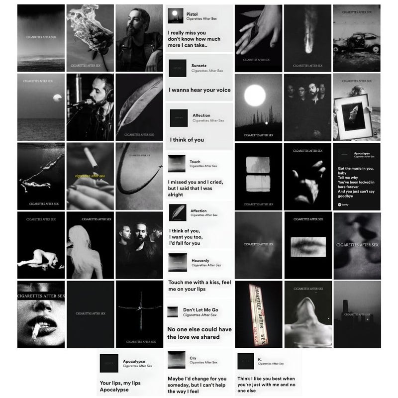 auraposter Paper Cigarettes After Sex (Set of 40)|Cigarettes After Sex Mini Posters|Mini Posters (15 x10 cm) of CAS's songs for Wall, Bedroom, Living room|Band Cigarettes After Sex|Glue Dots Included - Image 1