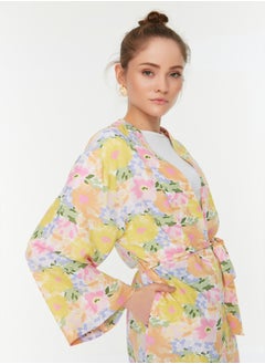trendyol Multicolored Floral Patterned Kaftan & Kimono with Pockets with Fastening Detail TCTSS21KK0004  - Image 3
