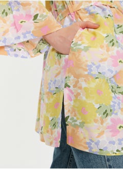 trendyol Multicolored Floral Patterned Kaftan & Kimono with Pockets with Fastening Detail TCTSS21KK0004  - Image 4