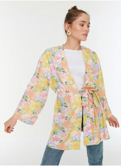 trendyol Multicolored Floral Patterned Kaftan & Kimono with Pockets with Fastening Detail TCTSS21KK0004  - Image 1