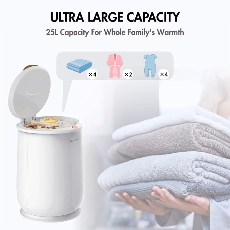 aGratHav Towel Warmers Ultra Large Capacity Bucket Style 450W for Bathroom ETL FCC Certified Fits up to Two 40"x70" Towels, Blankets, Bathrobes with Auto Shut Off - Image 2