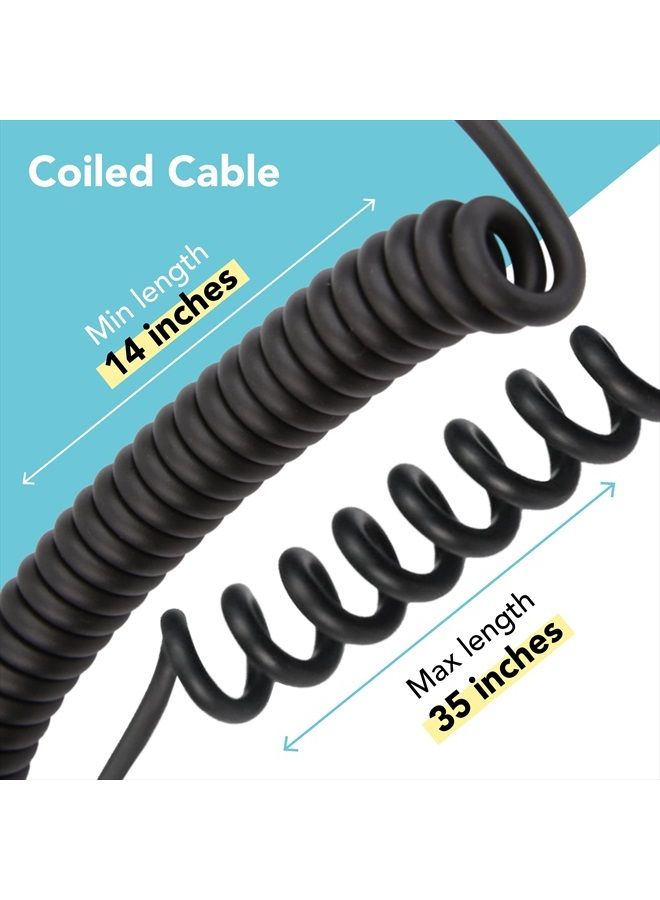 Foto&Tech 3.5 mm to Male Flash PC Sync Cable, 14 Inch Coiled Cord with Screw Lock, Compatible with Nikon Canon and Most DSLR Cameras PocketWizard Plus III Plus II Mini Phone PC1 (1 Piece) - Image 5