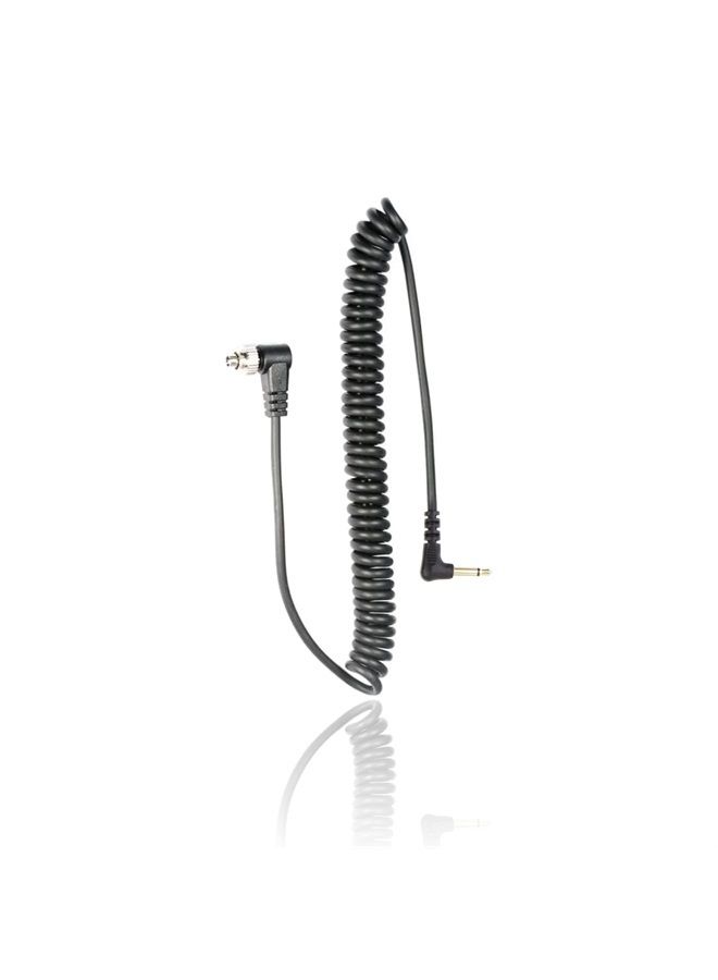 Foto&Tech 3.5 mm to Male Flash PC Sync Cable, 14 Inch Coiled Cord with Screw Lock, Compatible with Nikon Canon and Most DSLR Cameras PocketWizard Plus III Plus II Mini Phone PC1 (1 Piece) - Image 1