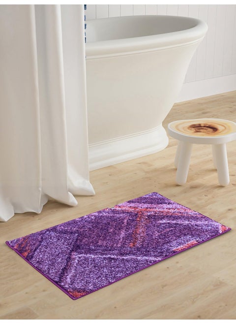 BIANCA Super Soft Designer Anti Slip Bath Mat -1pc Large (spa) | Super Soft Bath Rug, Floor Mat, Suitable for Bathroom | with Super Water Absorbency & Quick Dry Technology Geometric-Plum