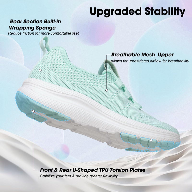 ZOVE Wide Toe Box Shoes Women Extra Wide Width Sneakers Ultra Light Road Running Shoes Non-Slip Tennis Sneakers Breathable Walking Athletic 8803 Mint Tint 40 - Image 5
