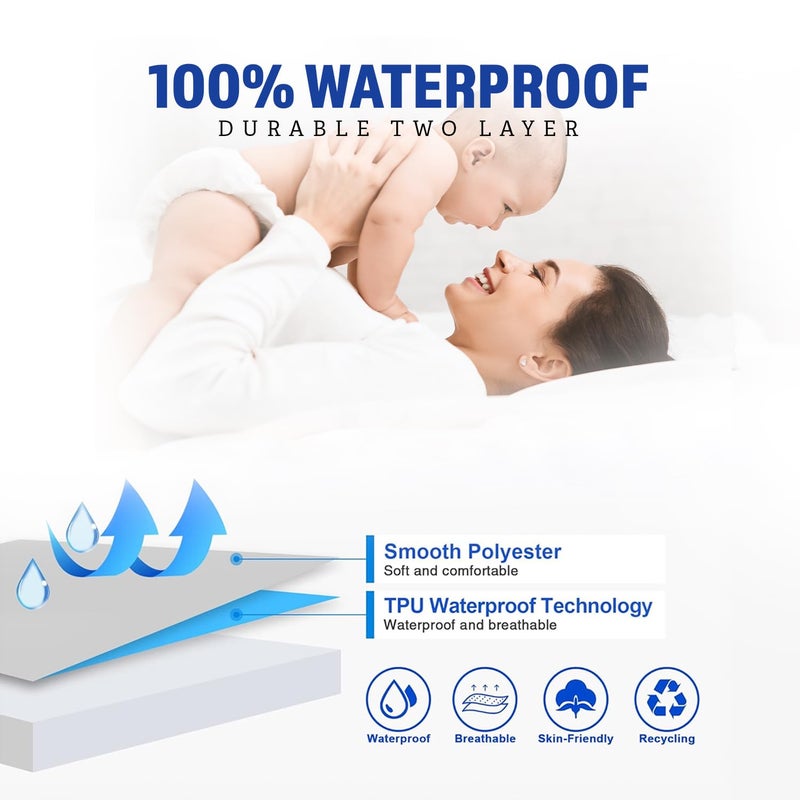 Bey Bee BeyBee 100% Waterproof Cotton Terry Mattress Protector | Breathable, Hypoallergenic, Washable & 2X Absorbency | Ultra Soft Easy Elastic Fitted Bed Protector (Size-75 * 60, Beige) - Image 2