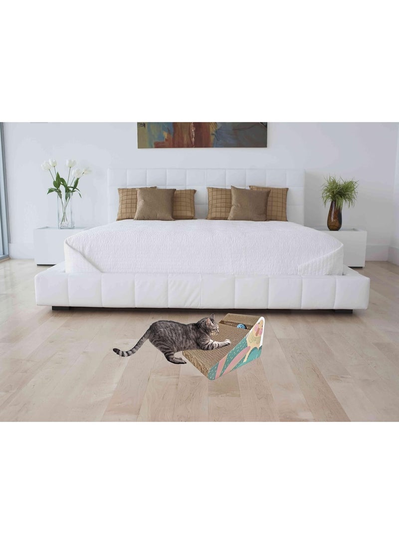NNC PETS Cat scratching cardboard for Indoor cats & kittens, Cat scratcher activity center with Catnip, Teaser ball, and Corrugated cardboard, Durable cat scratcher, Furniture protector 34 cm - Image 3