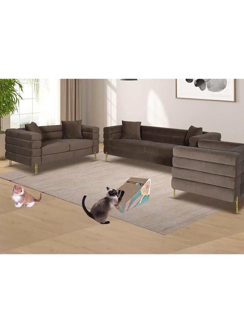 NNC PETS Cat scratching cardboard for Indoor cats & kittens, Cat scratcher activity center with Catnip, Teaser ball, and Corrugated cardboard, Durable cat scratcher, Furniture protector 34 cm - Image 5