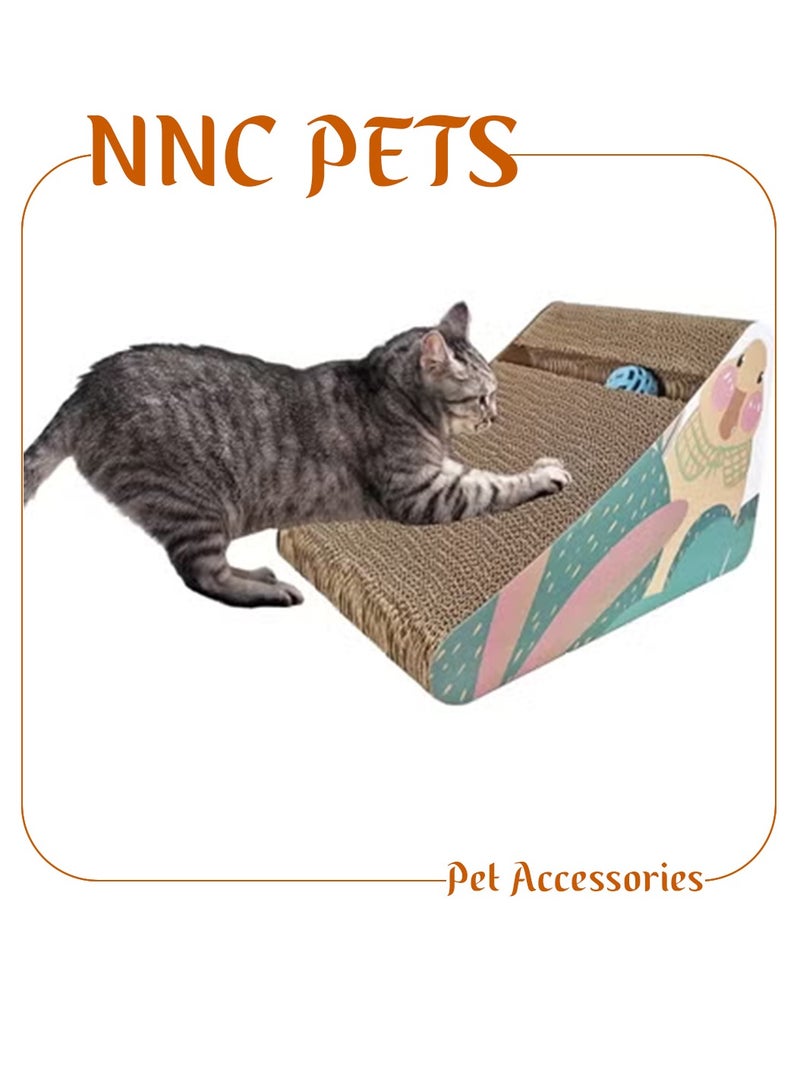 NNC PETS Cat scratching cardboard for Indoor cats & kittens, Cat scratcher activity center with Catnip, Teaser ball, and Corrugated cardboard, Durable cat scratcher, Furniture protector 34 cm - Image 1