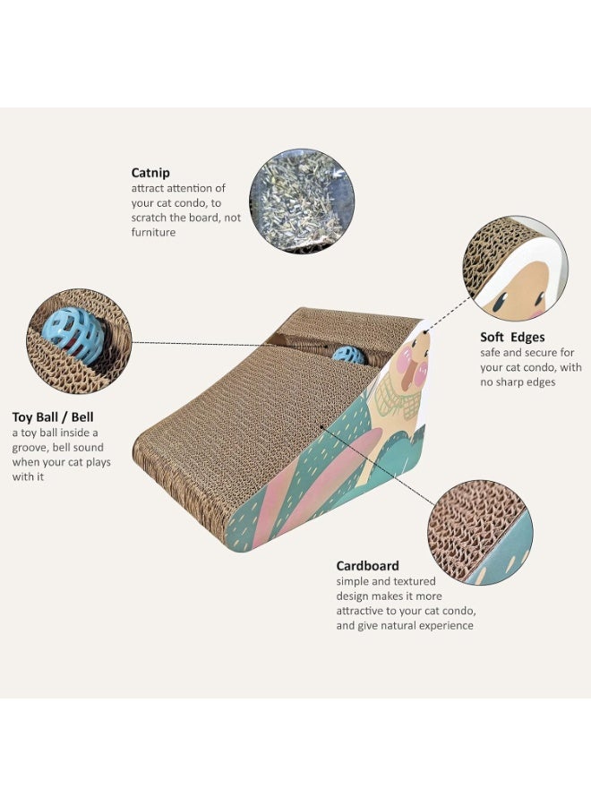 NNC PETS Cat scratching cardboard for Indoor cats & kittens, Cat scratcher activity center with Catnip, Teaser ball, and Corrugated cardboard, Durable cat scratcher, Furniture protector 34 cm - Image 4