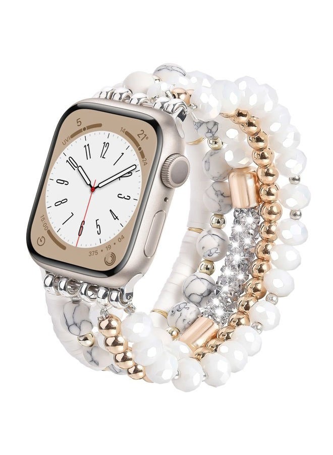 VISOOM Beaded Boho Bracelet Compatible for Apple Watch Band 40mm/38mm/41mm Series 8 7 SE 6/5/4 Women Fashion Cute Handmade Crystal Beads Stretchy Watch Strap for iWatch Bands Series 3/2/1 Replacement - Image 1
