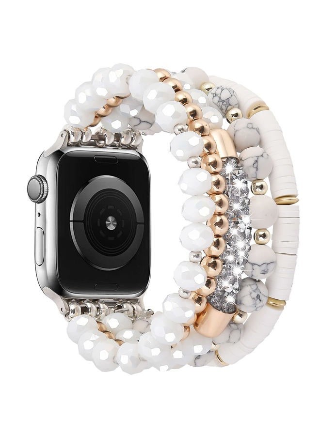 VISOOM Beaded Boho Bracelet Compatible for Apple Watch Band 40mm/38mm/41mm Series 8 7 SE 6/5/4 Women Fashion Cute Handmade Crystal Beads Stretchy Watch Strap for iWatch Bands Series 3/2/1 Replacement - Image 4