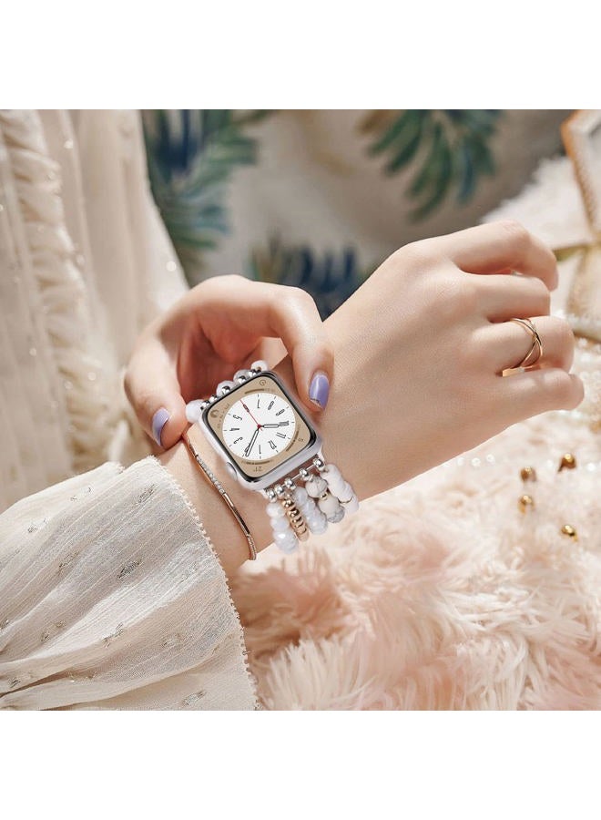 VISOOM Beaded Boho Bracelet Compatible for Apple Watch Band 40mm/38mm/41mm Series 8 7 SE 6/5/4 Women Fashion Cute Handmade Crystal Beads Stretchy Watch Strap for iWatch Bands Series 3/2/1 Replacement - Image 5