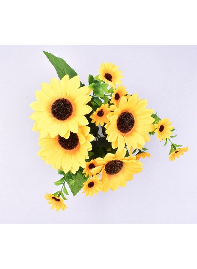 Aliotech Beautiful Yellow Sunflowers Artificial Flowers Mini Fake Sunflowers Bouquet With Stems For Home Decoration Party Diy Wedding Bouquets Baby Shower Outdoor Indoor Decoration - Image 3