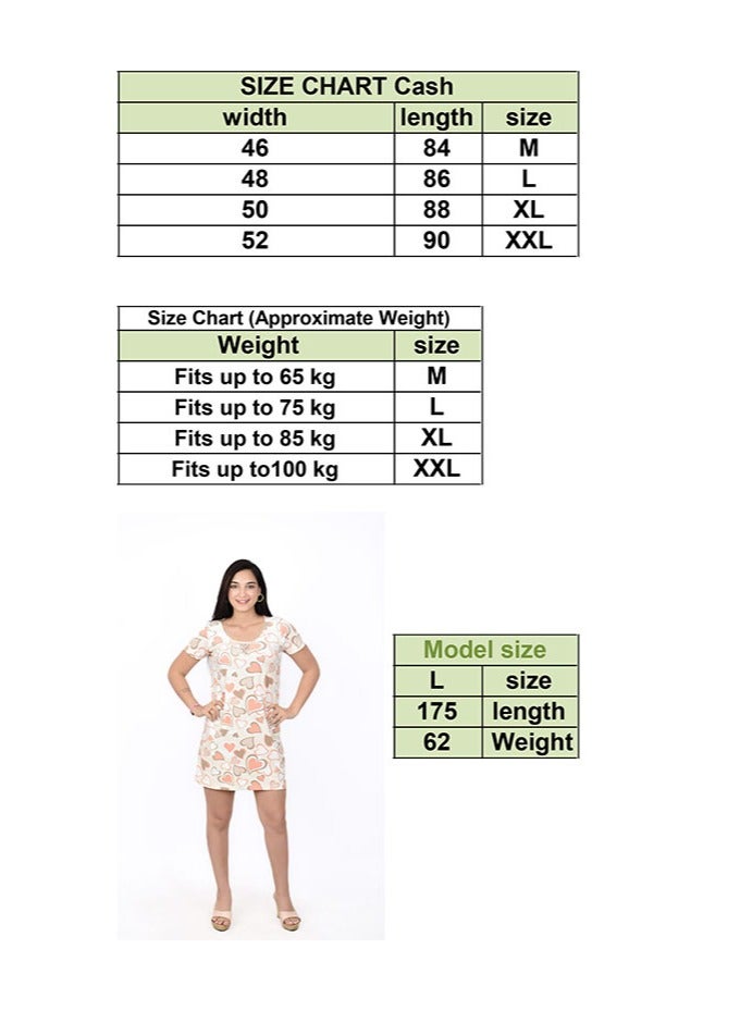 Nightdress for Girls – Soft Summer Fabric – Short with Half Sleeves – Modern Hearts Design with Soft and Attractive Colors – Comfortable for Girls and Women – Perfect for Sleeping and Relaxing on Warm Summer Nights  - Image 4