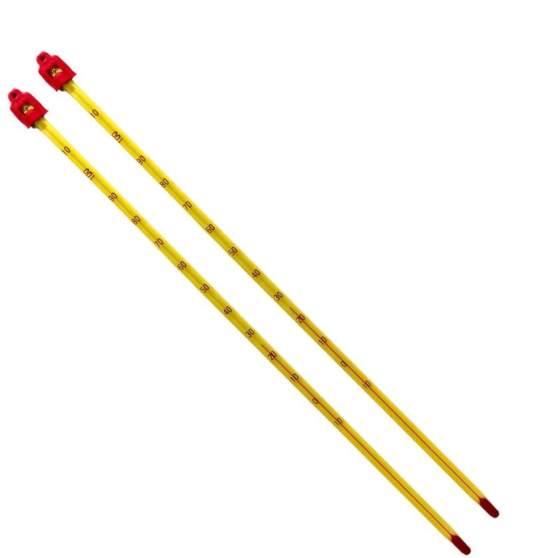 Labworld Thermometer -10 to 110 Degrees Celsius Pack of 2, 300mm Alcohol for Laboratory Industrial and Household Purpose, Plastic Case (Yellow) - Image 1