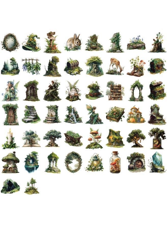 50PCS Forest Stickers Transparent PET Decals Waterproof Decorative Decals for Scrapbook DIY Crafts Album Bullet Journal Planner Water Bottles Laptops - Image 2