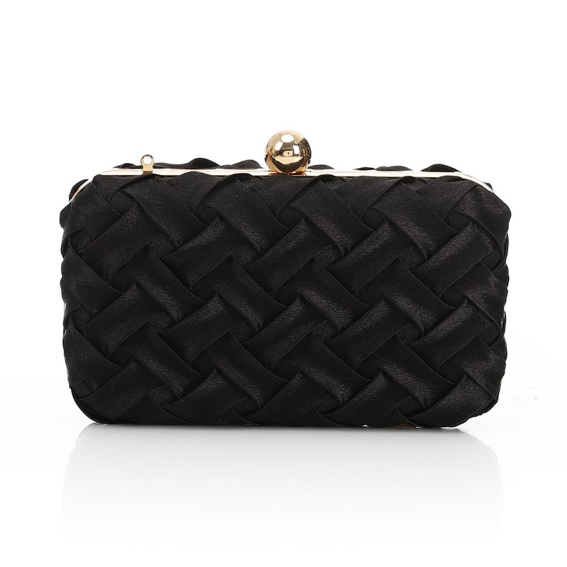 Mr.joe Woven Satin Evening Clutch Bag Black - Image 3