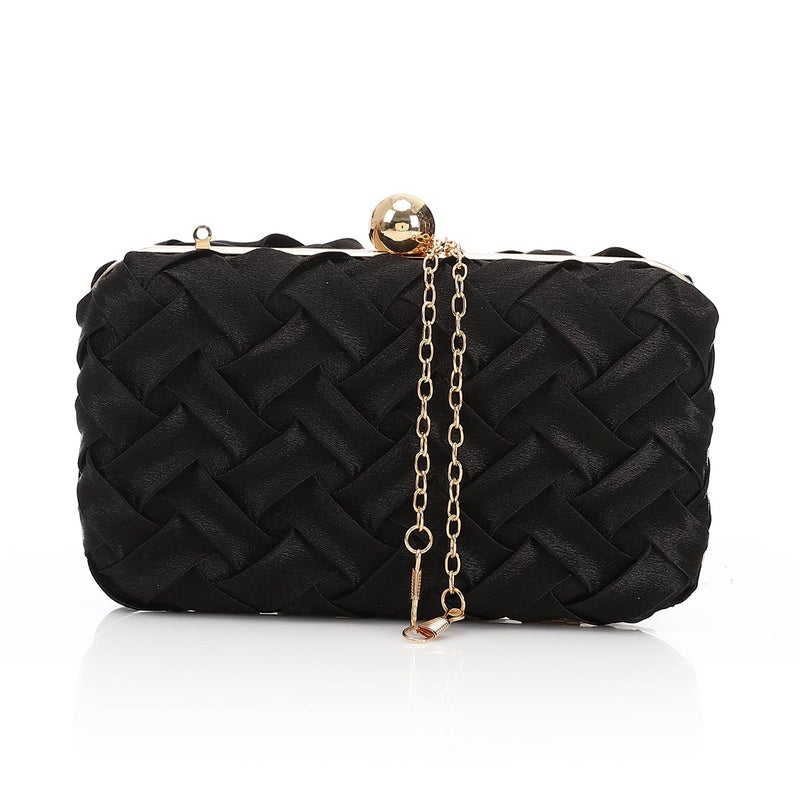 Mr.joe Woven Satin Evening Clutch Bag Black - Image 1