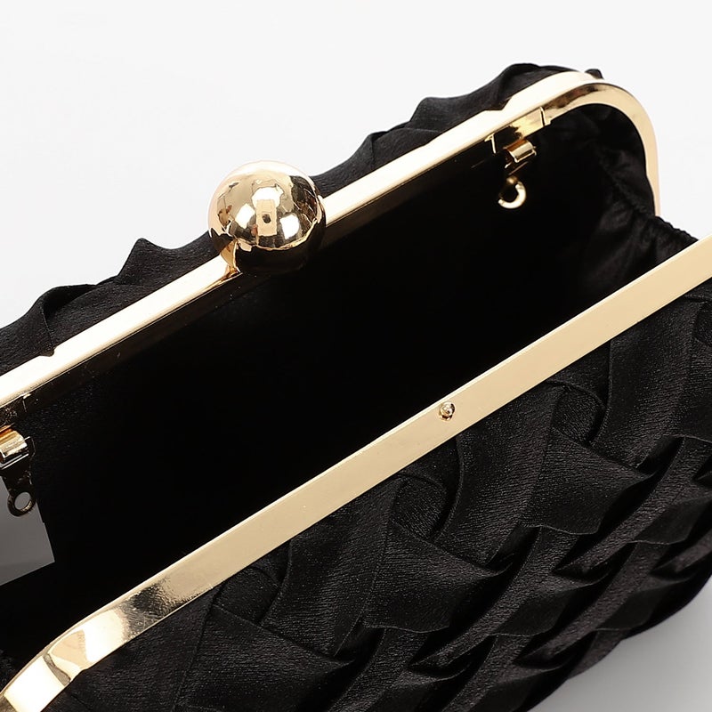 Mr.joe Woven Satin Evening Clutch Bag Black - Image 4