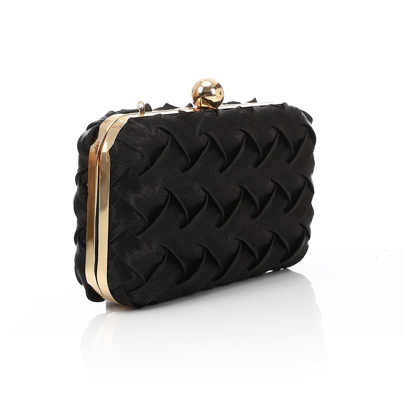 Mr.joe Woven Satin Evening Clutch Bag Black - Image 2