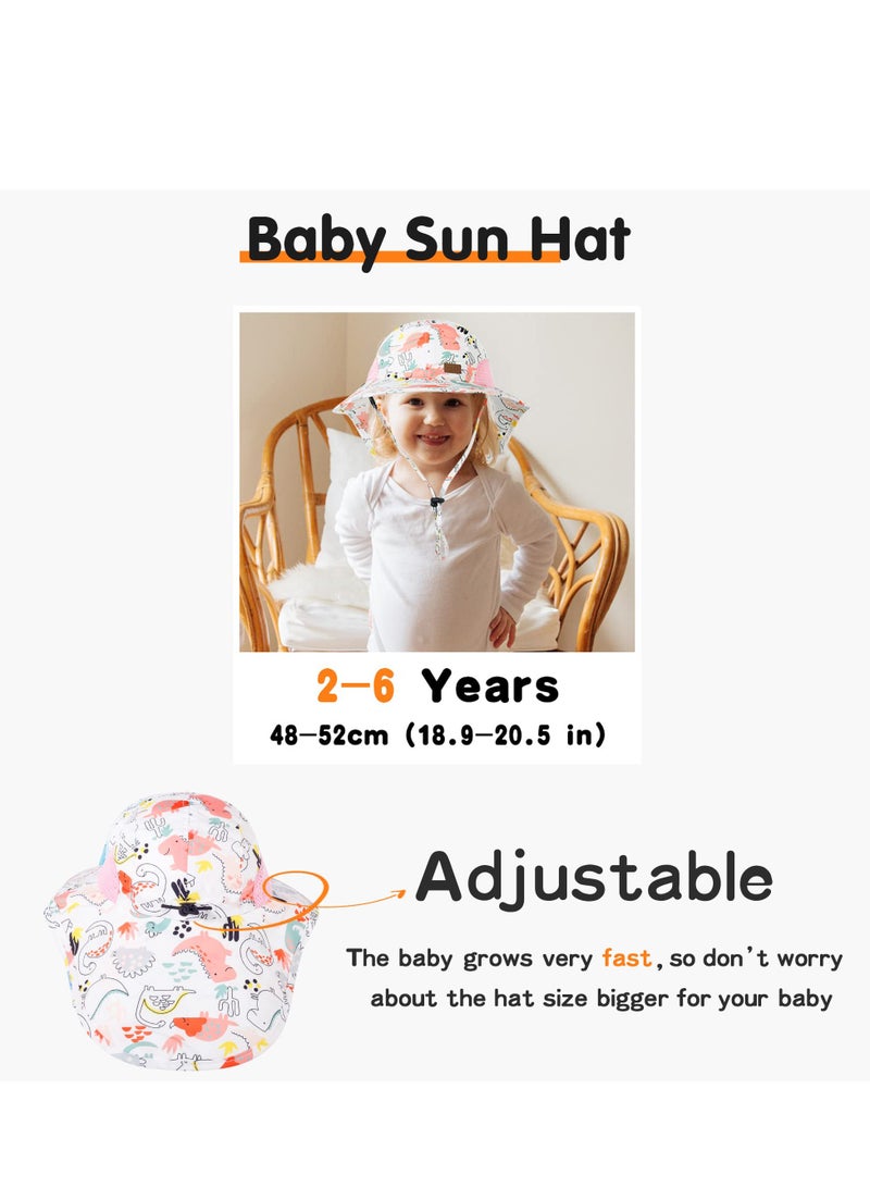 Kids Summer Sun Hat UPF 50+ Adjustable Beach Cap for Boys and Girls 2-6 Years Pink - Image 2