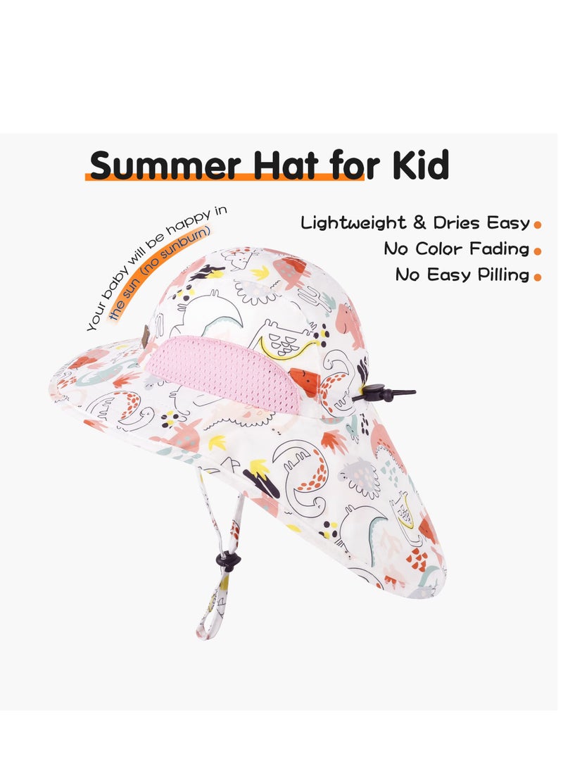 Kids Summer Sun Hat UPF 50+ Adjustable Beach Cap for Boys and Girls 2-6 Years Pink - Image 3