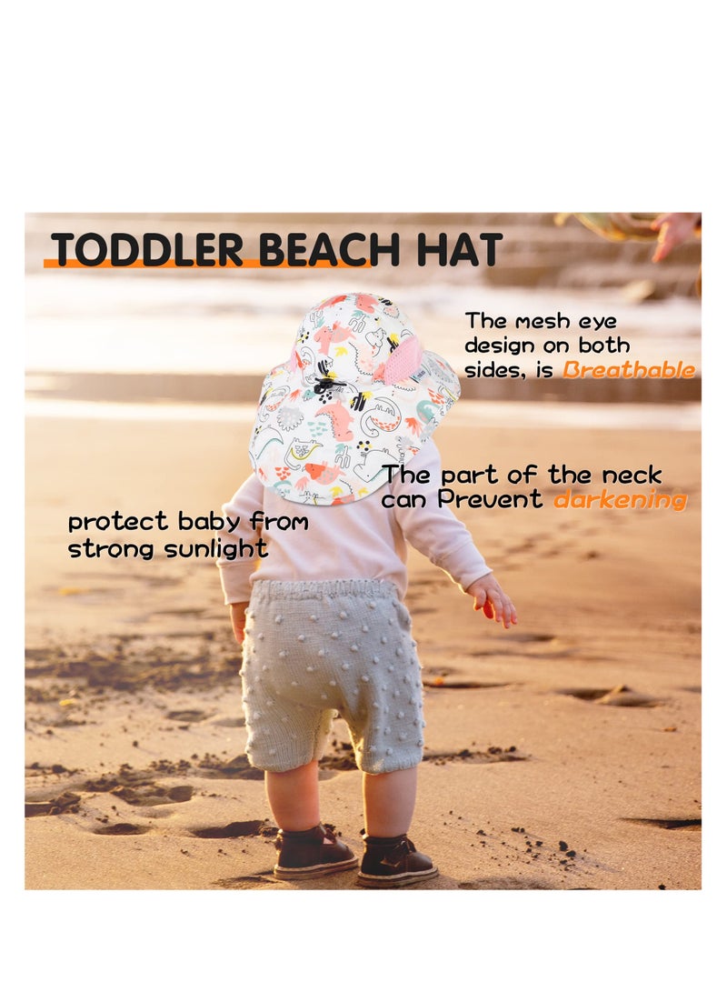 Kids Summer Sun Hat UPF 50+ Adjustable Beach Cap for Boys and Girls 2-6 Years Pink - Image 5