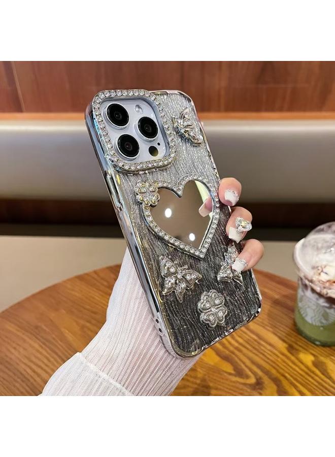 زبون جراب لهاتف iPhone 12 جراب هاتف لامع مرآوي على شكل قلب من الألماس - Image 5