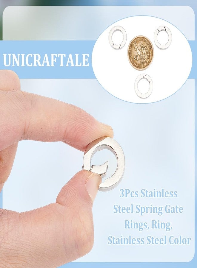 UNICRAFTALE 3pcs Spring Gate Rings Stainless Steel Round Spring O Rings Snap Clasps Trigger Carabiner Clips Snap Hooks Metal Keyring Buckle Clasps for Bag Purse Strap Key Chains18x3.5mm - Image 4