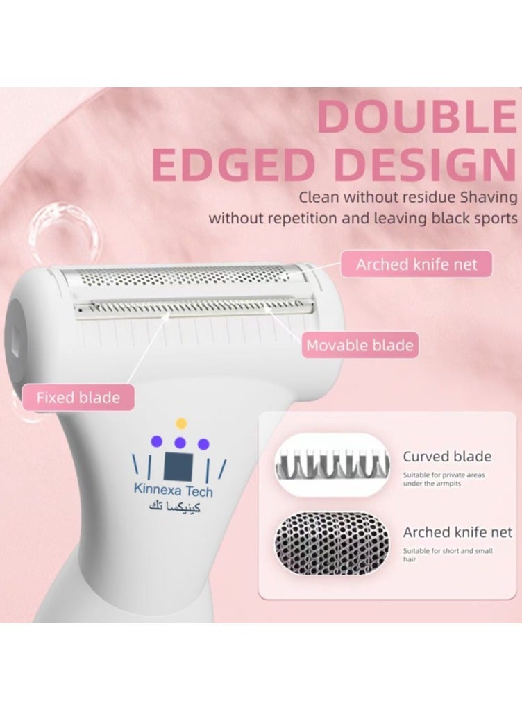 Kinnexa Tech Pink 4 in 1 Electric Bikini Trimmer & Body Hair Remover for Women - Facial, Eyebrow, Nose Shaver - Painless, Wet & Dry, Waterproof, Type-C Fast Charging - Image 4