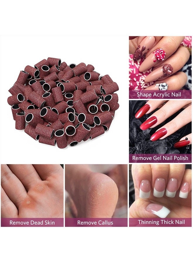 AIRSEE 100Pcs Sanding Bands 180 Grit Professional Nail Manicure Electric File Sand Piece Set with 1 Mandrel, Great Fit for Nail Drill Bits Working on Acrylic Nails - Image 4