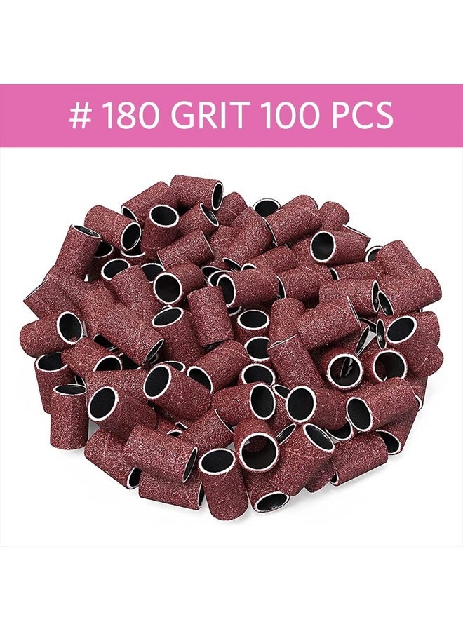 AIRSEE 100Pcs Sanding Bands 180 Grit Professional Nail Manicure Electric File Sand Piece Set with 1 Mandrel, Great Fit for Nail Drill Bits Working on Acrylic Nails - Image 5