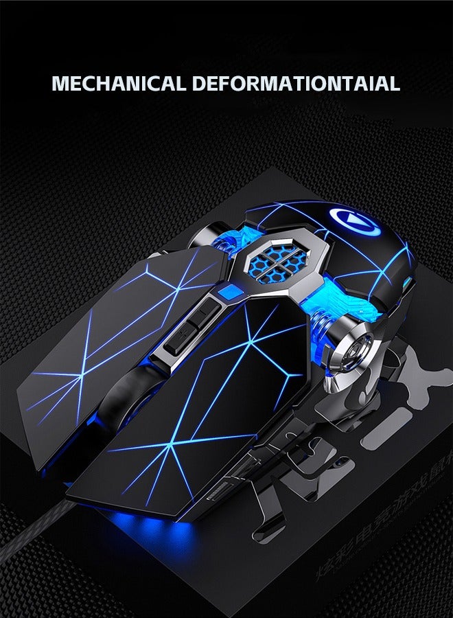 Gaming Mouse Wired 3200 DPI Breathing Light Ergonomic Gaming USB Computer Mouse RGB Gaming Desktop Laptop Gaming Mouse (Black) - Image 2