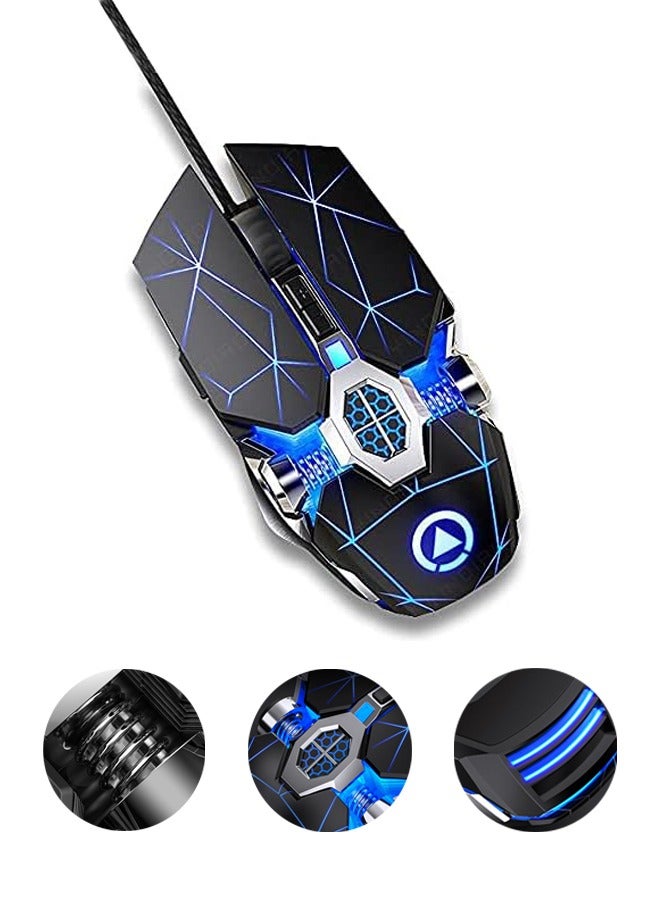 Gaming Mouse Wired 3200 DPI Breathing Light Ergonomic Gaming USB Computer Mouse RGB Gaming Desktop Laptop Gaming Mouse (Black) - Image 1