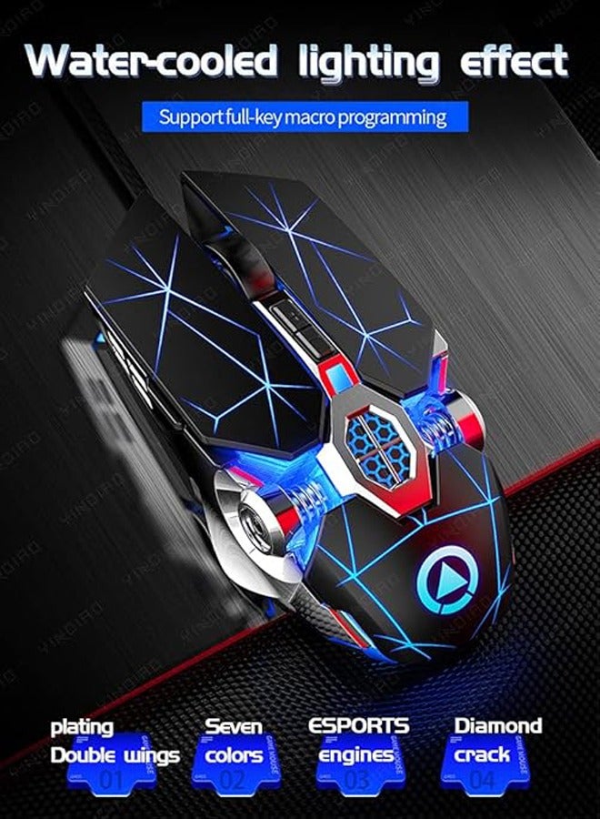 Gaming Mouse Wired 3200 DPI Breathing Light Ergonomic Gaming USB Computer Mouse RGB Gaming Desktop Laptop Gaming Mouse (Black) - Image 3