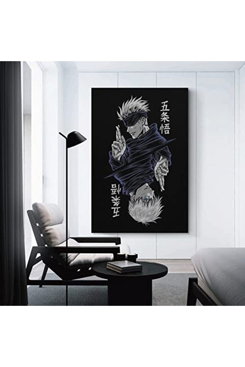 Home Trove بوستر قماش أنمي جوجوتسو غوجو ساتورو فن جدار ديكور غرفة غير مؤطر 12x18 بوصة (30x45 سم) - Image 4