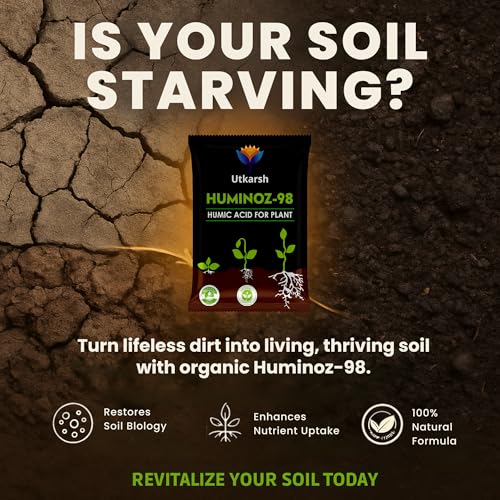 Utkarsh Huminoz-98 Humic Acid (98%) for Plants | Fertilizer for Potted Plants, Home Garden, Growth Enhancer, Soil Conditioner, Improves Root System | (Set of 1; 900 gm) - Image 2