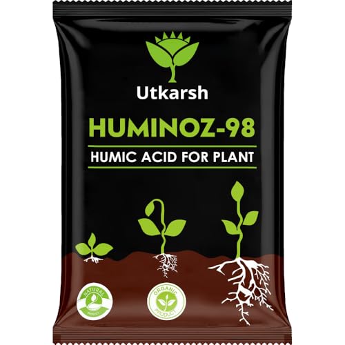 Utkarsh Huminoz-98 Humic Acid (98%) for Plants | Fertilizer for Potted Plants, Home Garden, Growth Enhancer, Soil Conditioner, Improves Root System | (Set of 1; 900 gm) - Image 1