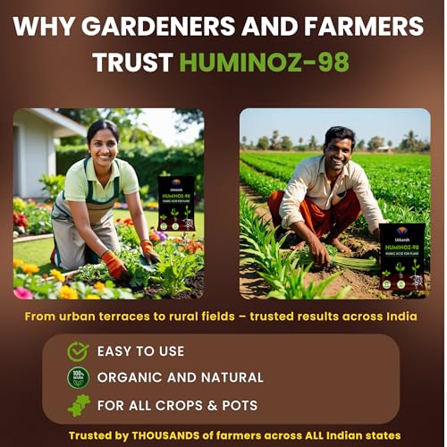 Utkarsh Huminoz-98 Humic Acid (98%) for Plants | Fertilizer for Potted Plants, Home Garden, Growth Enhancer, Soil Conditioner, Improves Root System | (Set of 1; 900 gm) - Image 4