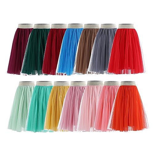 elamccor Toddler Baby Girl's Tutu A Line Knee Length Tulle Layered Long Party Skirt for Little Big Girls 1T-16T Dark Green - Image 4