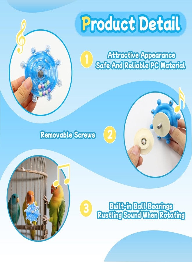 ACOSIY 2 Colors Bird Toys for Parrots, Small Bird Cage Toys with Spinning Rattle, Hanging Roller Parakeet Cage Accessories for Chewing Exercise, Budgie Entertainment (Pink and Blue) - Image 2