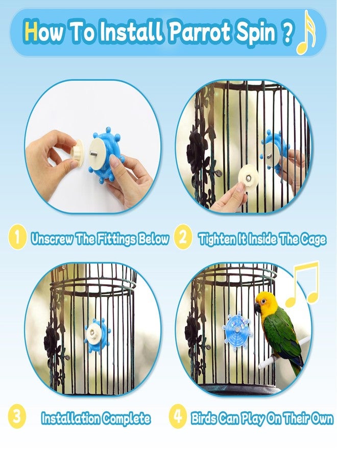 ACOSIY 2 Colors Bird Toys for Parrots, Small Bird Cage Toys with Spinning Rattle, Hanging Roller Parakeet Cage Accessories for Chewing Exercise, Budgie Entertainment (Pink and Blue) - Image 5
